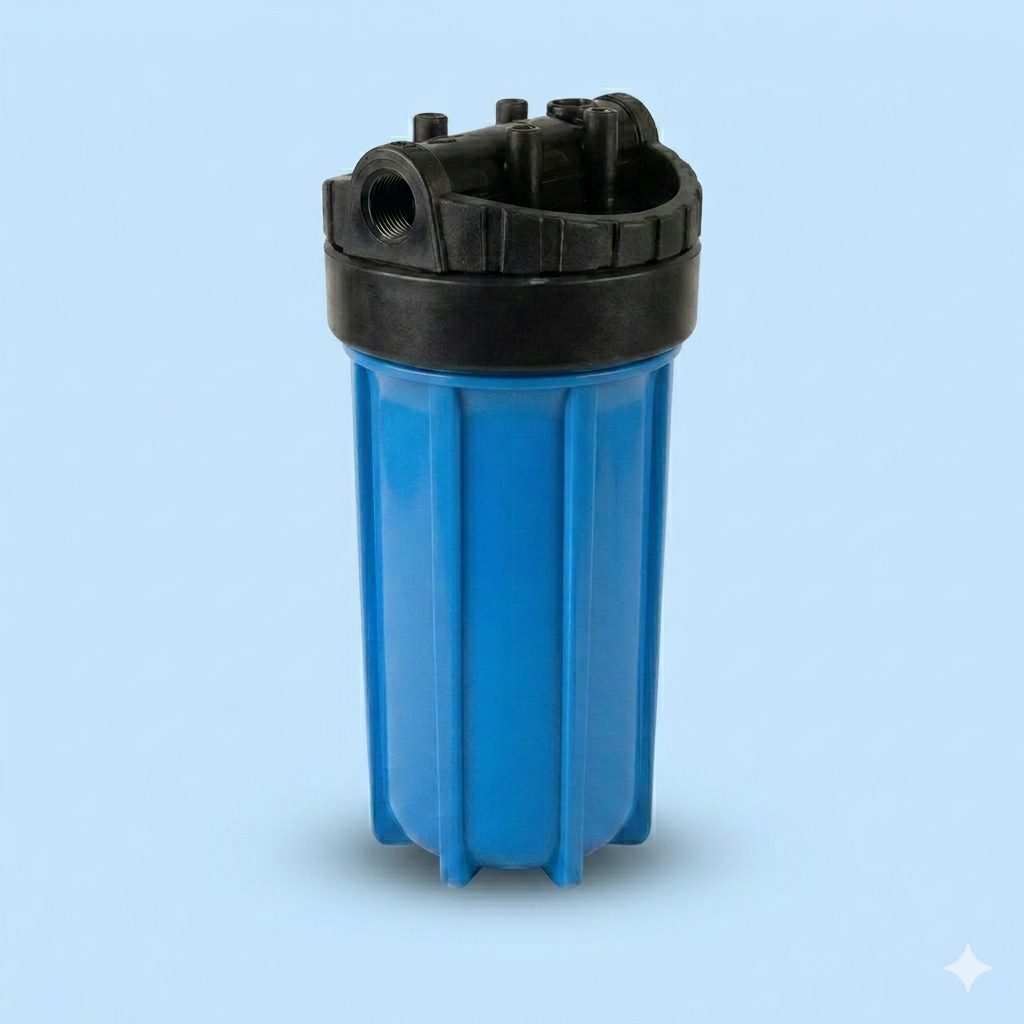 CARCASA PORTAFILTRO DE AGUA 7" REFORZADA CON CABEZAL NEGRO (Entrada/Salida 3/8")